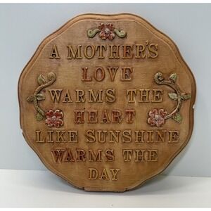 Vintage 1970 Mother's Love Wall Plaque MCM Floral Quote Decor